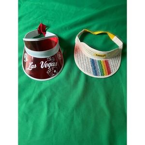 Two Vintage Visors Las Vegas Hawaii Rainbow